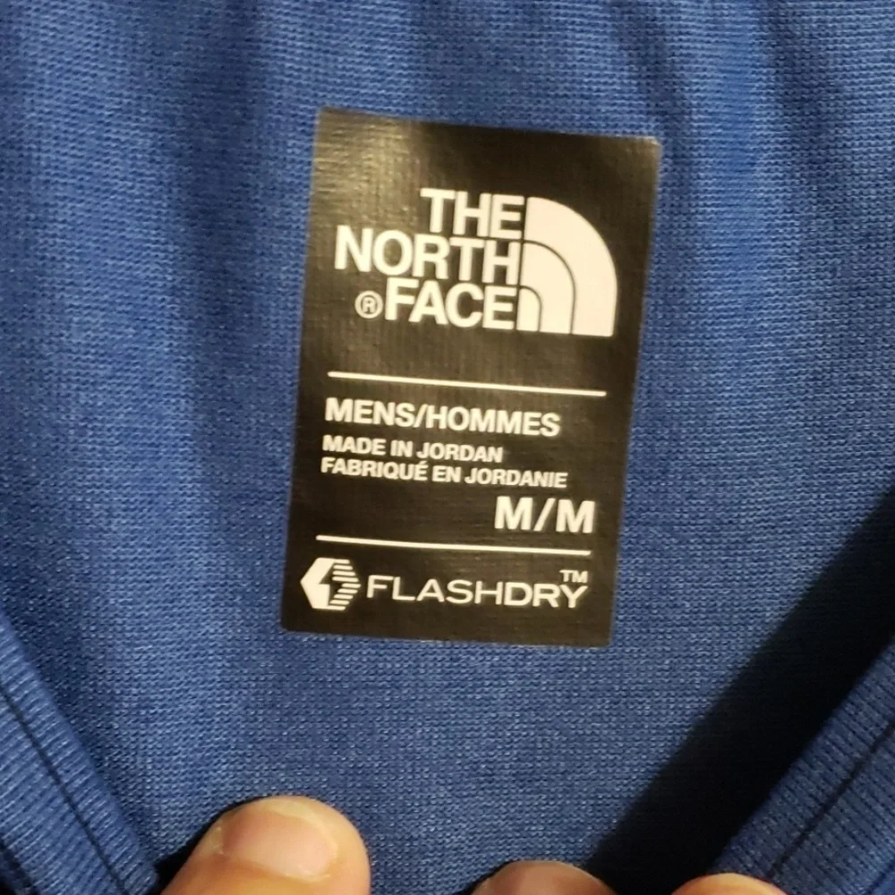 The north face flashdry tshirt blue & black stripe